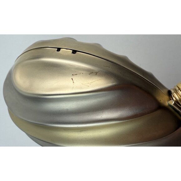 Vtg Harmony Italy 2-Tone Clamshell Evening Clutch Purse w/ Chain Jeweled Clasp - Picture 9 of 12